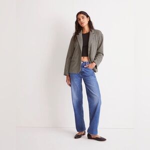 Madewell Houndstooth Blazer in Black and Cream